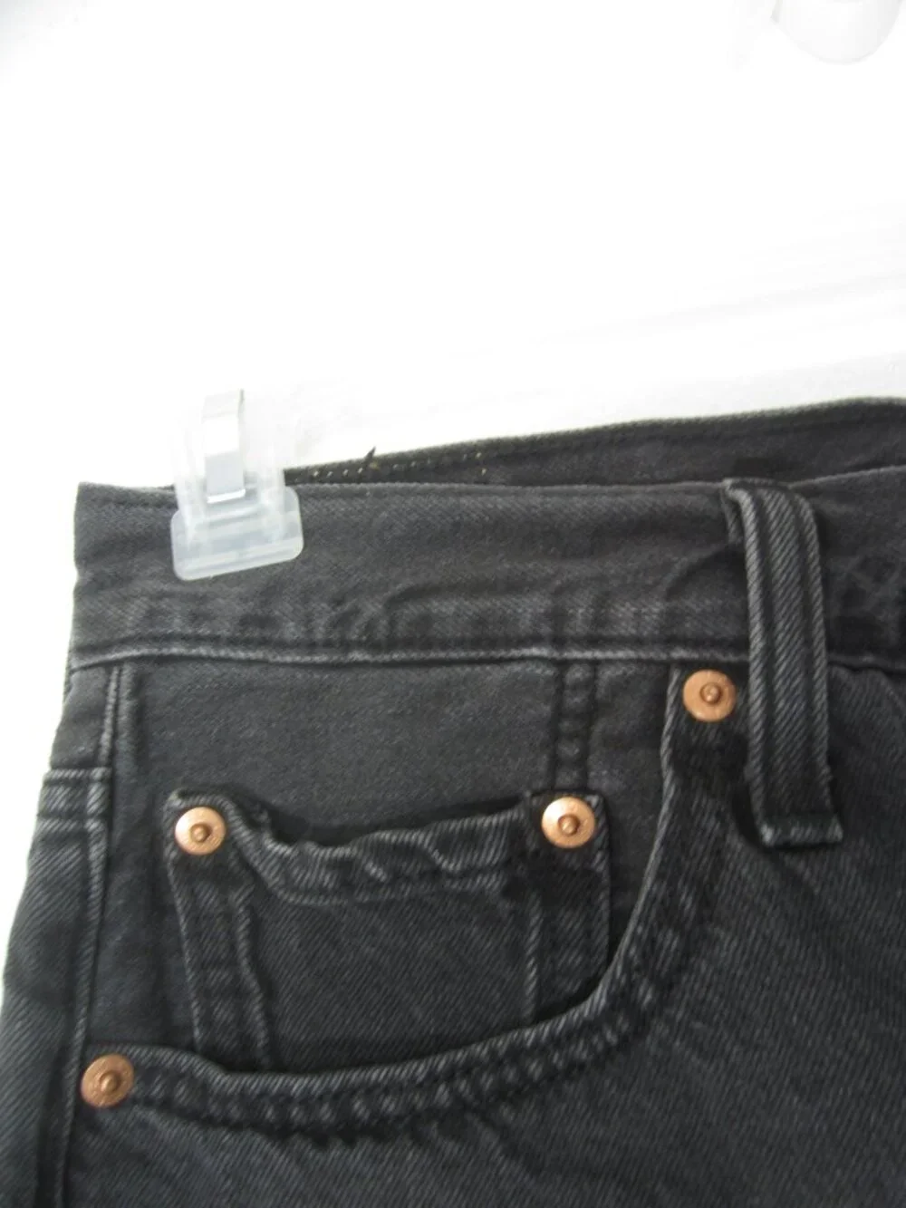 Levi's Size 30 High Waist 501 Cut Off Black Jean Denim Shorts Button Fly